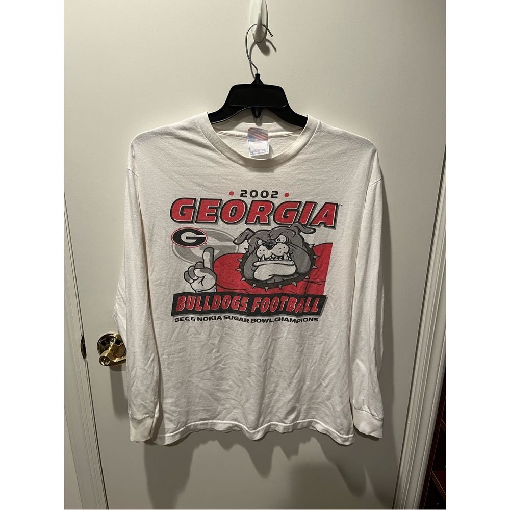 Vintage Georgia Bulldogs 2002 White Long Sleeve T-Shirt Size L